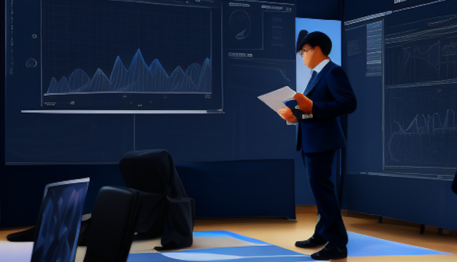 development trends 2023 - a man analyzing big charts in the room
